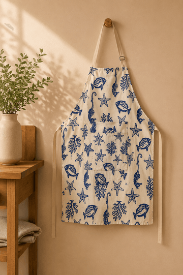Blue marine kitchen apron