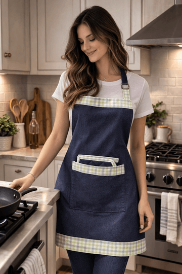 Checkered kitchen apron