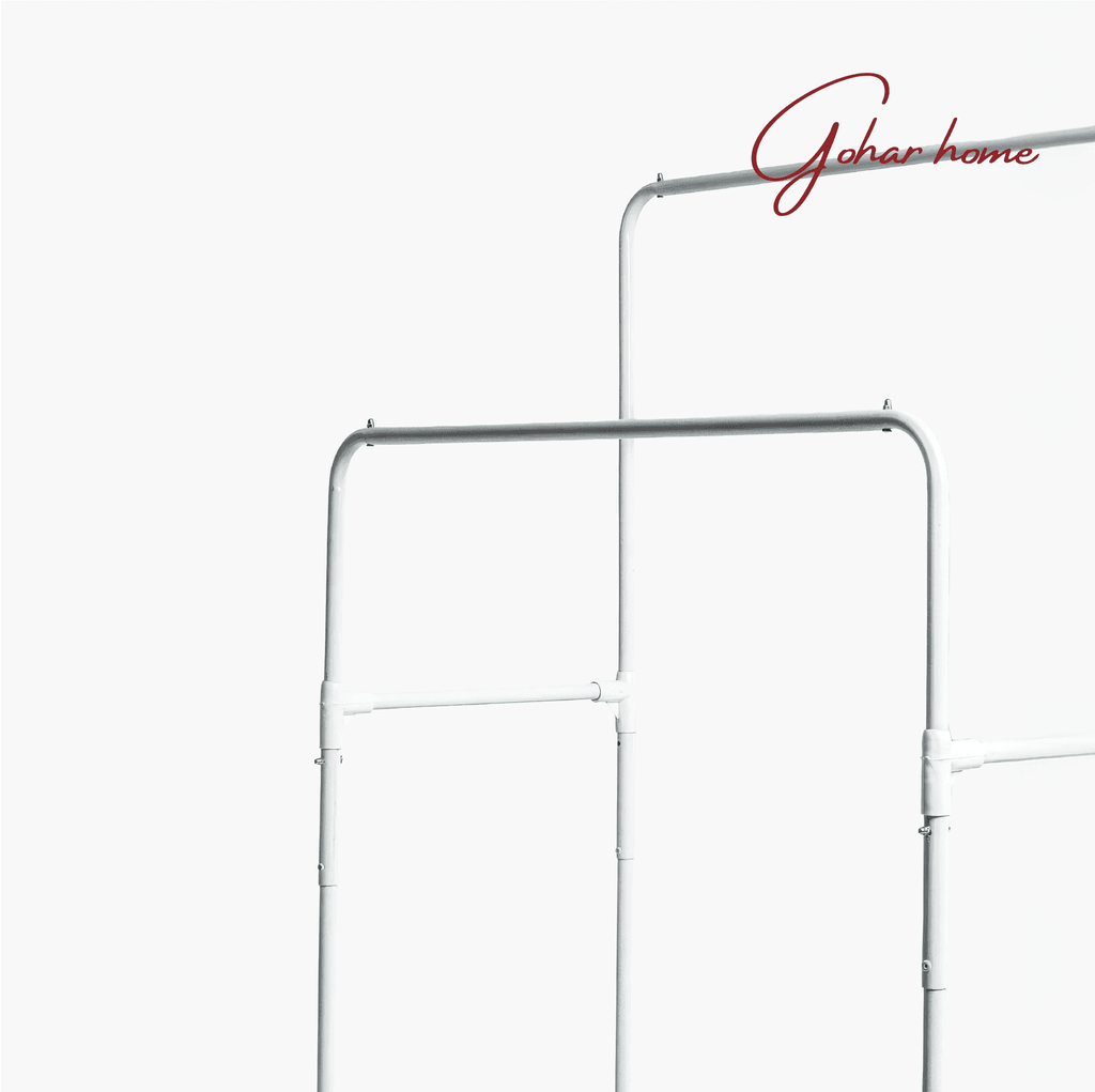 Double clothing stand in white
